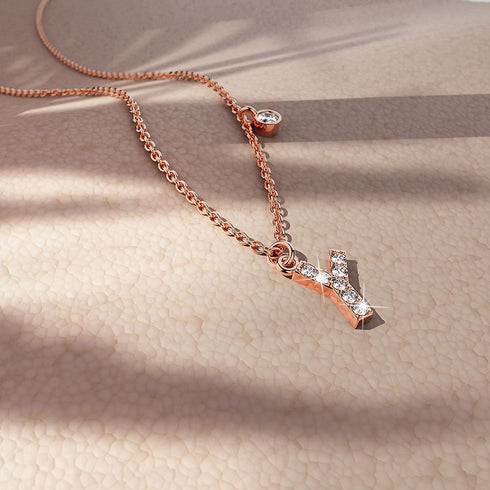 Solid 925 Sterling Silver Initial Crystal Personalised Alphabet Letter Necklace Rose Gold Filled
